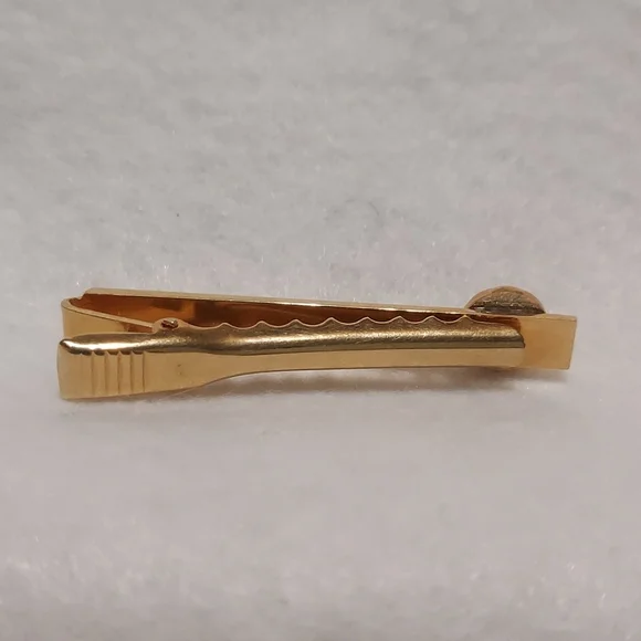 Vintage Goldtone and Hematite Tie Clip - Picture 2 of 3